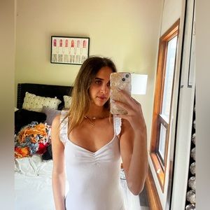 Bar III White Bodysuit with Ruffle sleeves size XS